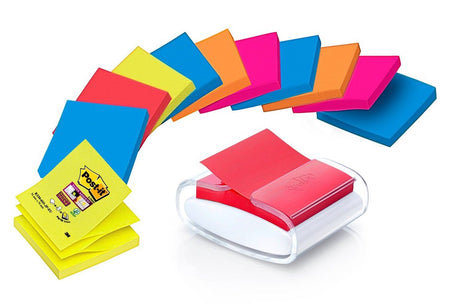 NGK Set Z-Notes Spender Post-it 76x76mm weiß 12 x Z-Notes Baok und Bora Bora Neon