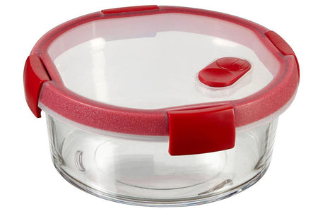 Curver Smart Cook Lebensmittelbehälter aus Glas – rund – 0,6 l – rot