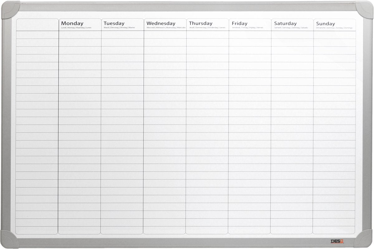 Desq ® weekplanner | magnetisch | aluminium frame | 60 x 90 cm