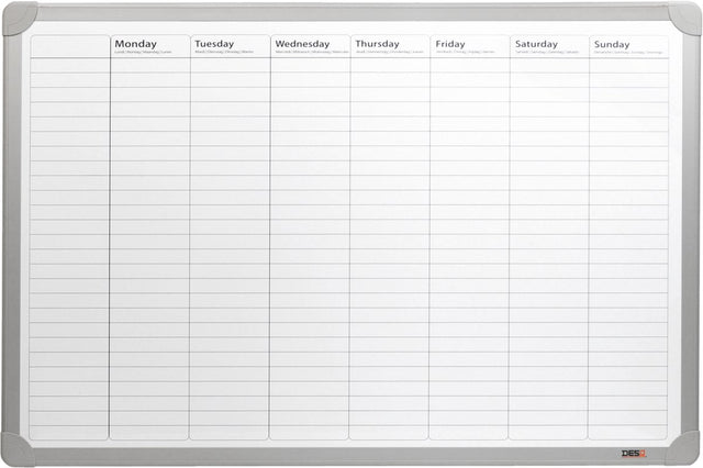 Desq ® weekplanner | magnetisch | aluminium frame | 60 x 90 cm