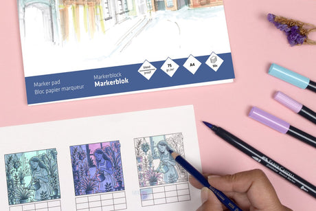 Faber-castell workshoppakket - kleuren alcoholmarkers licht donker vrouw met planten - inclusief toebehoren- doc-ws-pak-sp7
