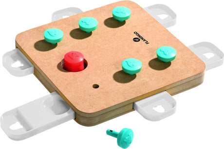 Flamingo hondenspeelgoed – brain train cube – houten denkspel voor honden – mentaal uitdagend speelgoed – hersenwerk met antislip – 32x32x5 cm one size