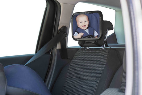 Dooky Autospiegel – sicherer Babyspiegel für den Rücksitz – 360 Grad verstellbar – einfach anzubringen – Universalgröße 25,5 x 17,5 cm