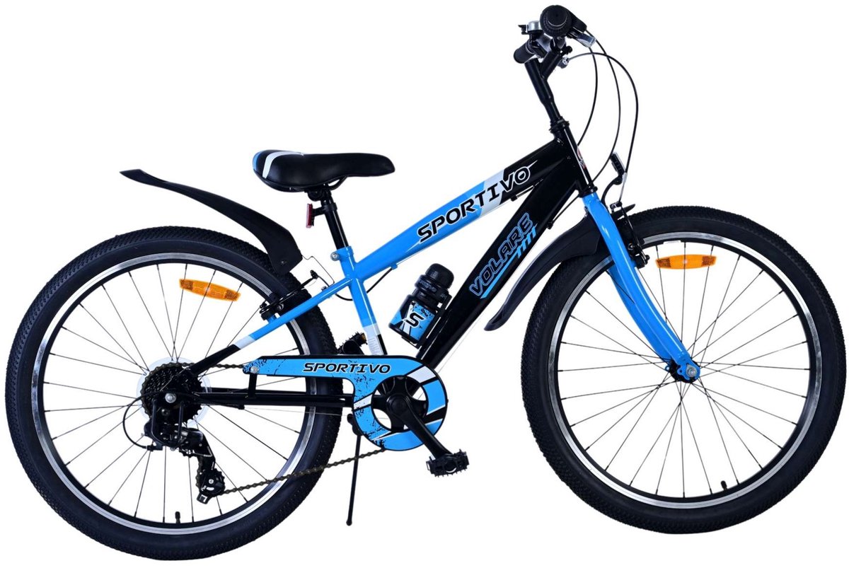 Volare Sportivo Kinderfahrrad – Jungen – 24 Zoll – 7 Gänge – Schwarz Blau