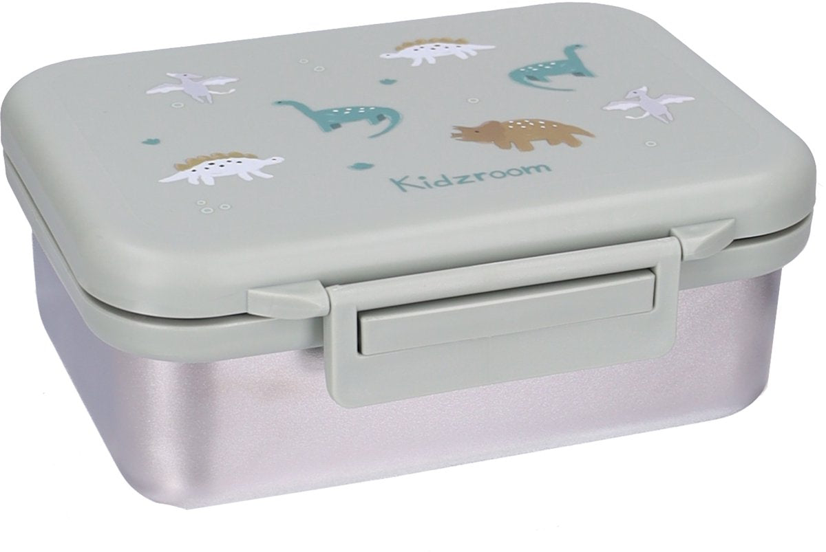 Kidzroom small talk broodtrommel - rvs lunchbox kinderen - incl. divider - 1,8 liter - groen