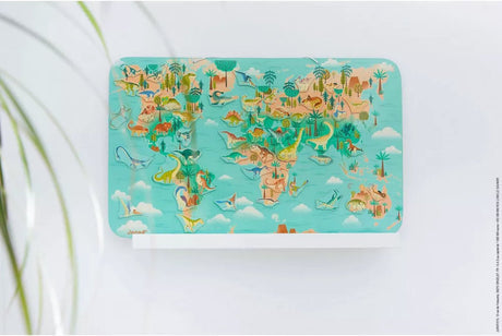 Janod - Dino - Magnettafel - 50 Dinosaurier-Magnete Weltkarte