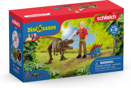 Schleich Dinosaurier - Tyrannosaurus Rex Angriff - Dino-Spielzeug - Figurenset - Kinderspielzeug für Jungen und Mädchen - 5 bis 12 Jahre - 4 Teile