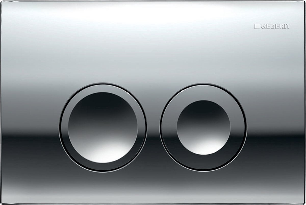 Geberit delta25 Bedienplatte – 2-Tasten-Spülung – runde Tasten – Zweimengenspülung – Chrom glänzend