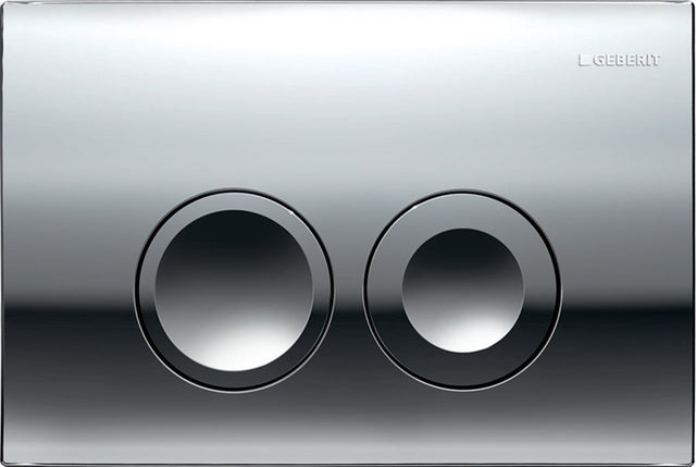 Geberit delta25 Bedienplatte – 2-Tasten-Spülung – runde Tasten – Zweimengenspülung – Chrom glänzend