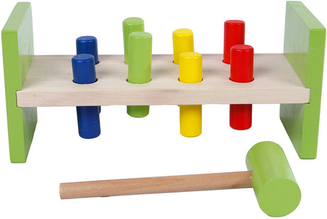 2-Spiel-Hammerbank aus Holz grün, 10-tlg.