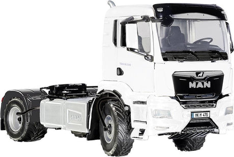 Wiking 077652 MAN TGS 18.510 4x4 BL 2-Achs-Zugmaschine, Modell-LKW, 1:32, Metall-Kunststoff, ab 14 Jahren, viele Funktionen, inkl. Reifendruckregulierung, drehbarer Kühlergrill, weiß