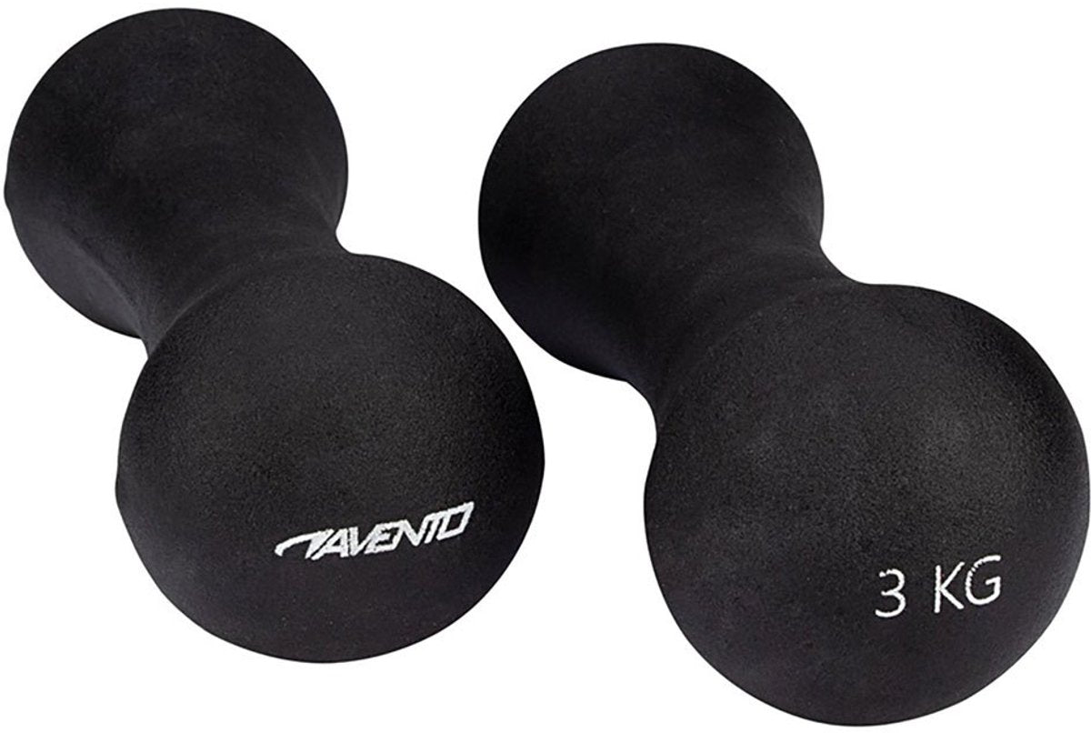 Avento Handgewichtsset - Knochen - 2x 3 kg - Schwarz
