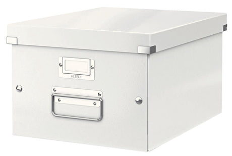 Leitz wow click store mittelgroße Aufbewahrungsbox – 85 % recycelter Karton – 28,1 x 37 cm (BxT) – für A4-Formate – ideal für das Büro und die Arbeit von zu Hause aus – weiß