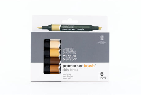 Winsor Newton 0290127 Pro Marker Pinsel 6 Hauttöne Set | Professionelle Alkoholmarker, Layoutmarker