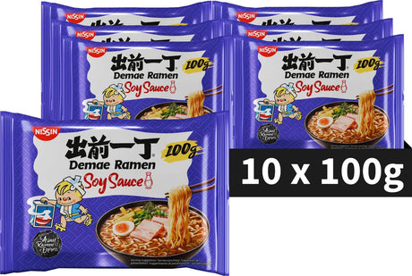 Nissin Demae Ramen – Sojasauce-Nudelschüssel – Instantnudeln – 10 Stück