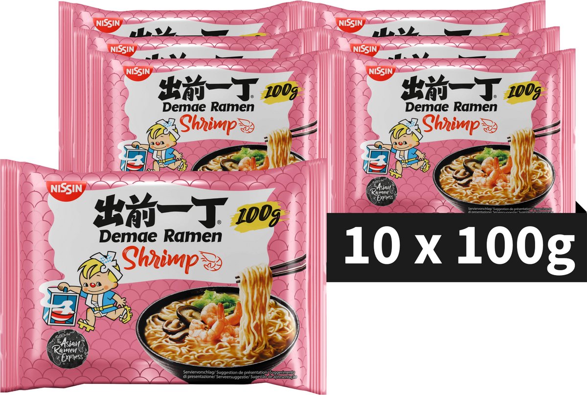 Nissin Demae Ramen – Schüssel mit Garnelennudeln – Instantnudeln – 10 Stück