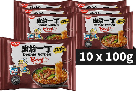 Nissin Demae Ramen – Rindernudelschüssel – Instantnudeln – 10 Stück