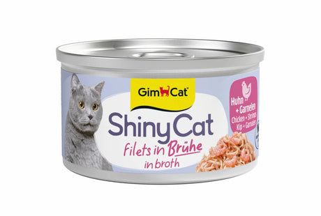 Gimcat 24 x 70 g – Shinycat-Filets in Gelee-Hähnchen + Garnelen