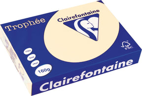 Clairefontaine Trophäe Pastell, farbiges Papier, A4, 160 g, 250 Blatt, Creme