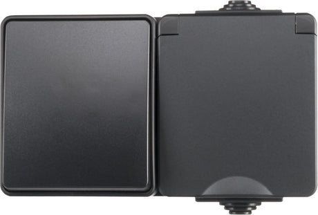 Ion industries opbouw combi wandcontactdoos en wisselschakelaar | ip55 - zwart