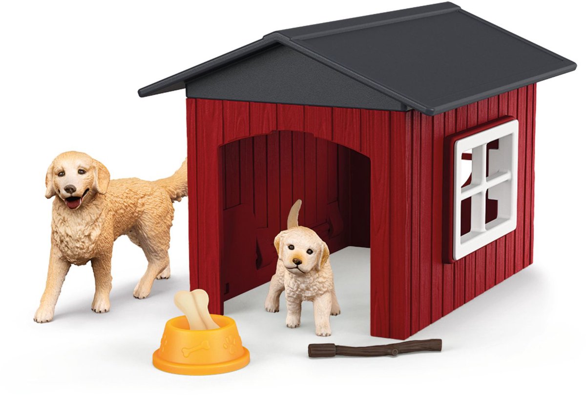 Schleich Bauernhofwelt - Hundehütte mit Golden Retrievern - 42722