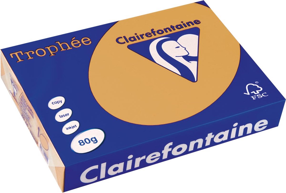 Clairefontaine Trophäe-Farbpapier, A4, 80 g, 500 Blatt, Karamell