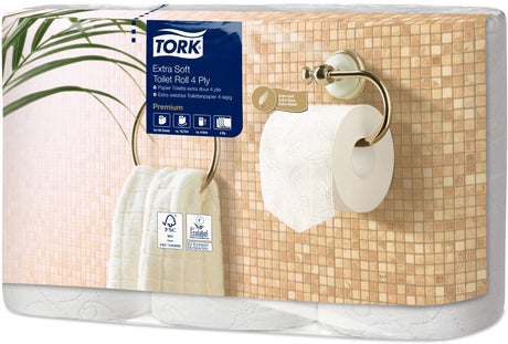 Tork Toilettenpapier T4 110406 (110405) 4-lagig 42 Stück weiß 19 m x 10 cm Packung mit 42 Rollen 150 Blatt (110406)