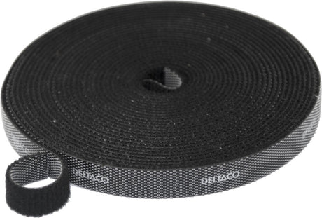 Deltaco cm05s Kabelbinder mit Klettverschluss – 10 mm x 5 m – schwarz