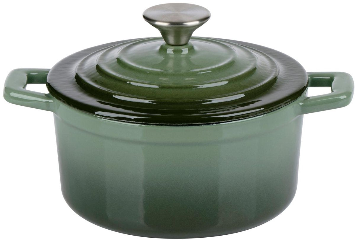 Alpina Gusseisenpfanne 14 cm – Mini-Bratpfanne – Schmortopf – ø14 cm – ofenfest – Grün
