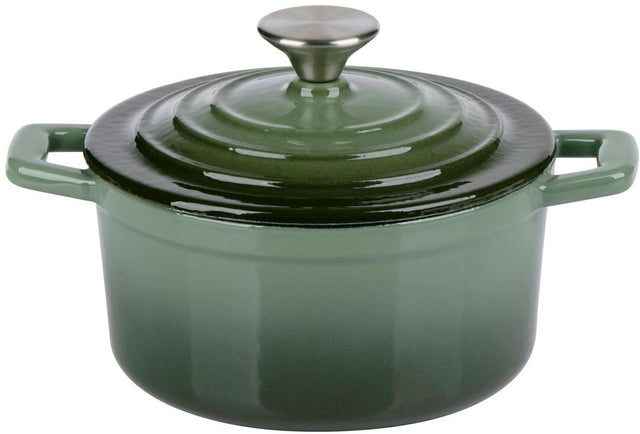Alpina Gusseisenpfanne 14 cm – Mini-Bratpfanne – Schmortopf – ø14 cm – ofenfest – Grün