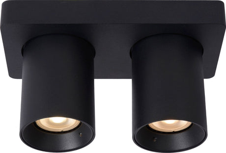 Lucide nigel - plafondspot (plafondlamp) - led dim to warm - gu10 (mr16) - 2x5w 2200k 3000k - zwart