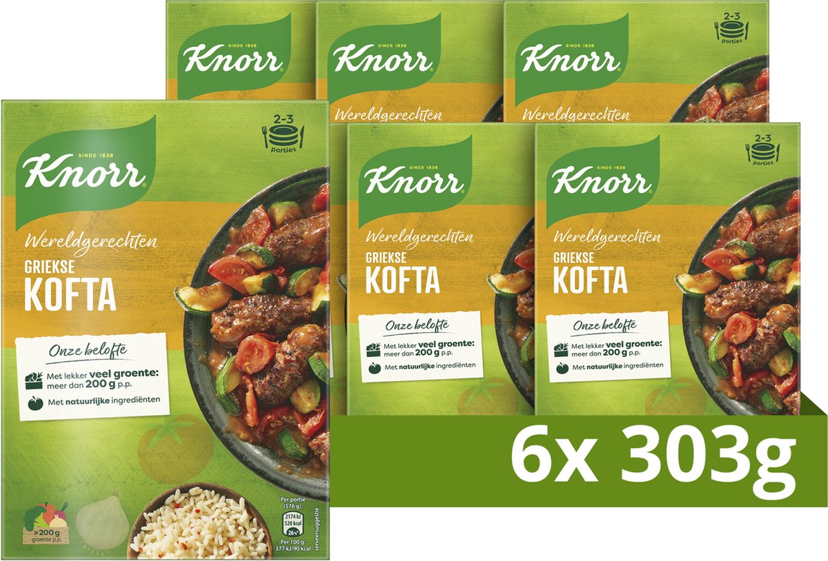 Knorr wereldgerechten kofta - griekse - snel, makkelijk en met lekker veel groente - 6 x 303 g