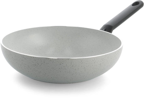 Bk universe wokpan 28cm - 3.69l - pfas-vrije antikleeflaag - wokpan inductie - keramische wokpan - ovenbestendig tot 160°c - koudgreep - grijs graniet