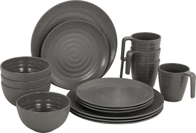 Bo-camp - servies - stone - 16 stuks - grijs