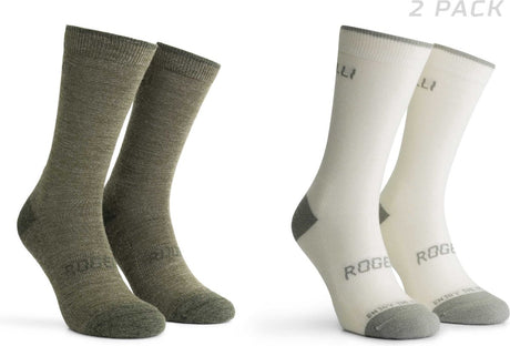 Rogelli merino wool dames en heren 2 pack fietssokken - groen taupe