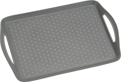 Kesper rechteckiges Tablett – Anti-Rutsch-Tablett – tiefes Tablett mit Anti-Rutsch – mit Griffen – 45,5 x 32 x 4,5 cm – Farbe: Grau