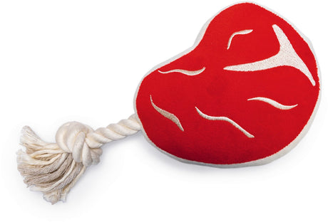 Beeztees bbq steak - hondenspeelgoed - pluche - rood - 28x13x7 cm one size