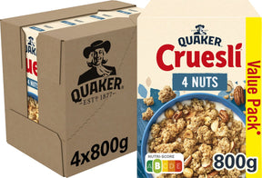 Quaker Cruesli 4 Nüsse – Frühstücksflocken – 4 x 800 Gramm