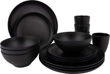 Bo-camp - industrial - servies - orville - 16 stuks - zwart