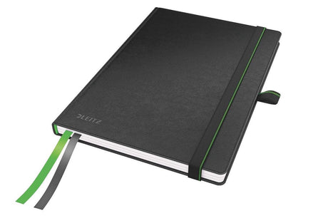 Leitz komplettes A5-Analog-Notizbuch liniert – mit Hardcover – Gummibandverschluss – Schwarz