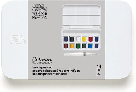 Winsor newton 0390658 cotman aquarelset – water brush pocket set - 12 halve napjes inclusief waterbrush - voor op reis