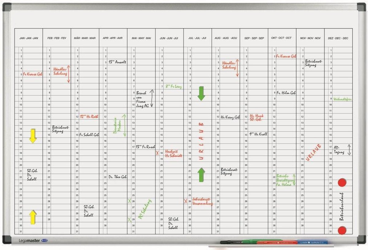 Legamaster premium jaarplanner verticaal 60x90cm