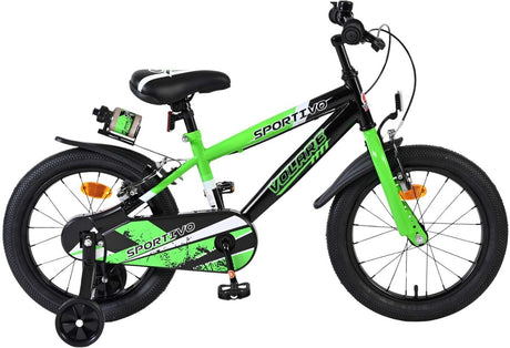 Volare Sportivo Kinderfahrrad - Jungen - 16 Zoll - Grün Schwarz - Zwei Handbremsen