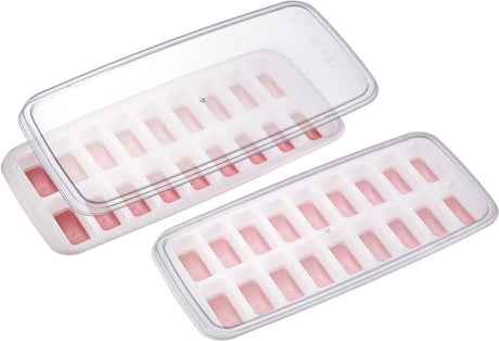 Westmark Luna Eiswürfelbereiter – Eiswürfelform mit Deckel, zur Herstellung von 18 kleinen, runden Eiswürfelkugeln, transparent rot weiß – Kunststoff, BPA-frei, 2