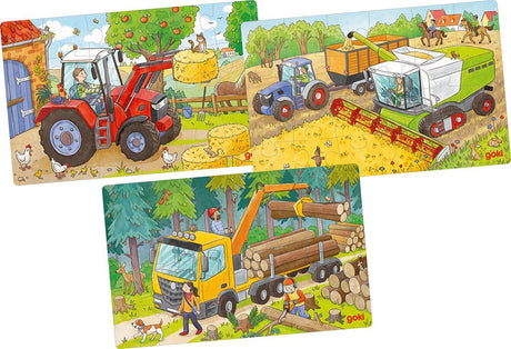 Goki Holzbein -Puzzle -Fahrzeuge von 3 3