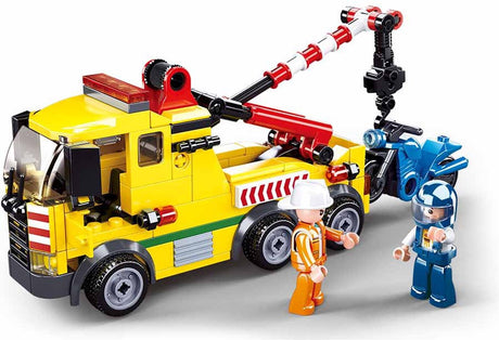 Sluban Town Truck Crane Tow Truck Konstruktionsspielzeug für Kinder ab 6 Jahren – Konstruktionsspielzeug-Baukasten mit 205 Bausteinen – M38‑B0877