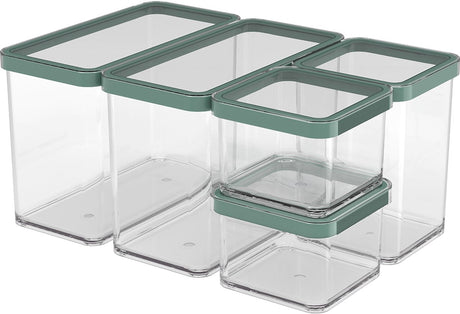 Rotho Loft Frischhaltedosen - 5er Set - Grün - 2x 2,1 Liter, 2x 0,5 Liter und 1x 1 Liter