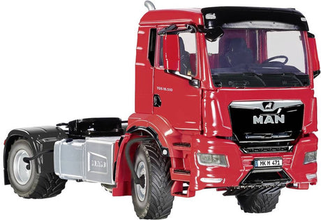 Wiking 077653 man tgs 18.510 4x4 bl 2-assige trekker, model vrachtwagen, 1:32, metaal kunststof, vanaf 14 jaar, talrijke functies, incl. bandendrukregeling, draaibaar radiatorrooster, rood