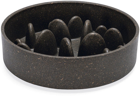 Designed by lotte pom antischrokbak hond - slow feeder hond - voerbak - vaatwasserbestendig - bamboe - grijs - 800 ml