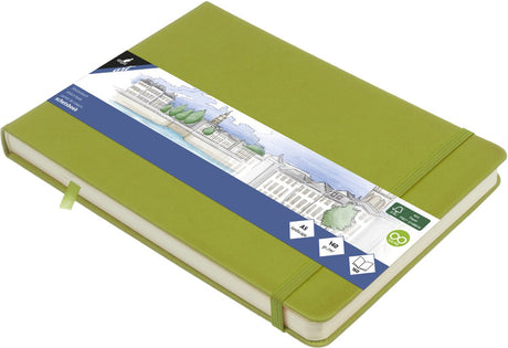 Kangaro schetsboek a5 landscape - lime green - hardcover kaft - met elastiek en lint